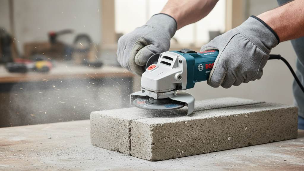Bosch GWS8-45 cutting concrete with diamond blade