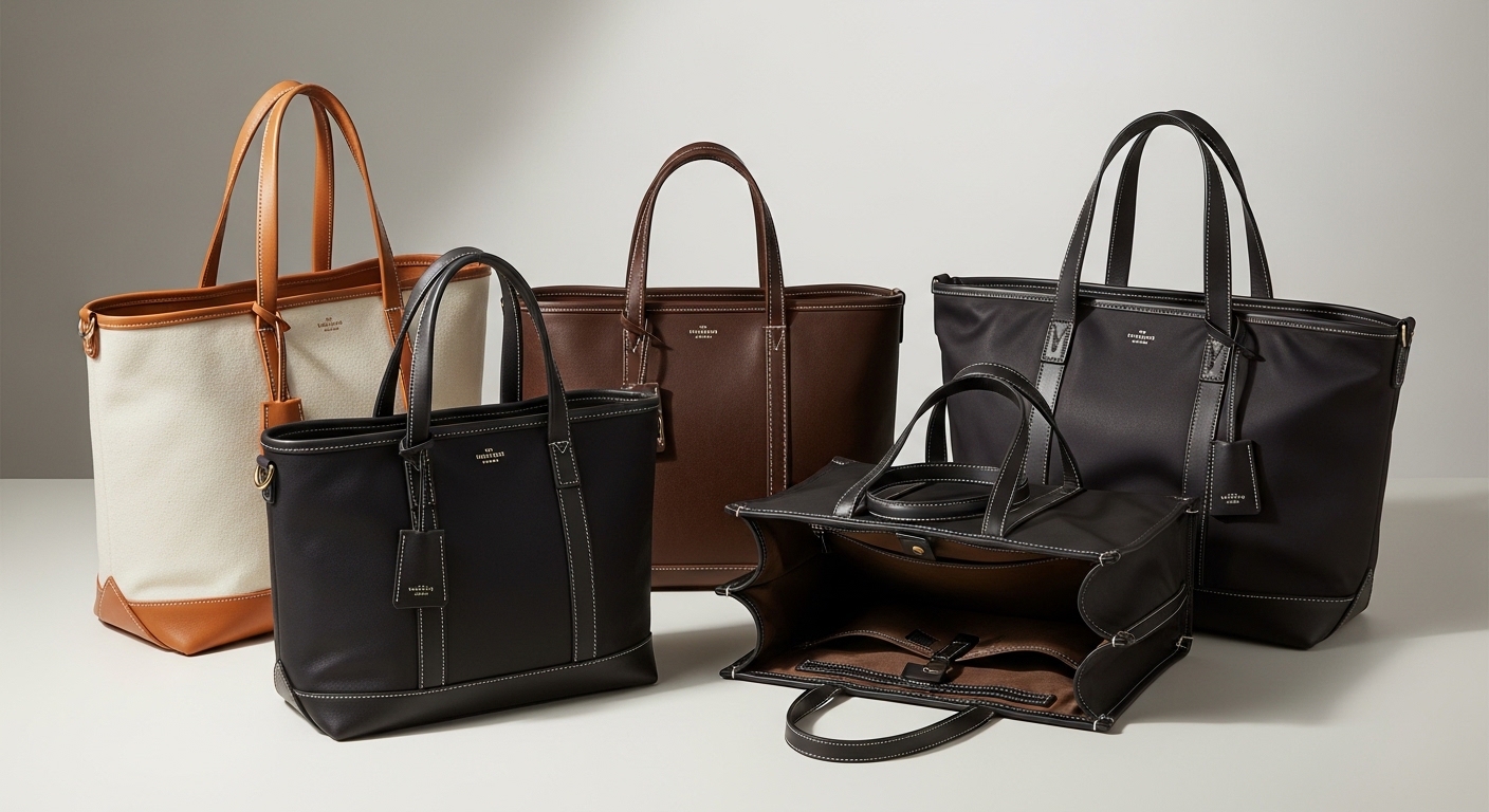 durable neutral color luxury tote bag with reinforced handles