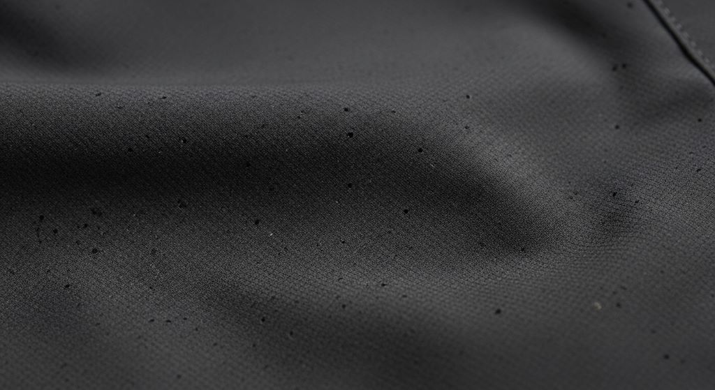 Close-up of breathable waterproof golf pants fabric texture