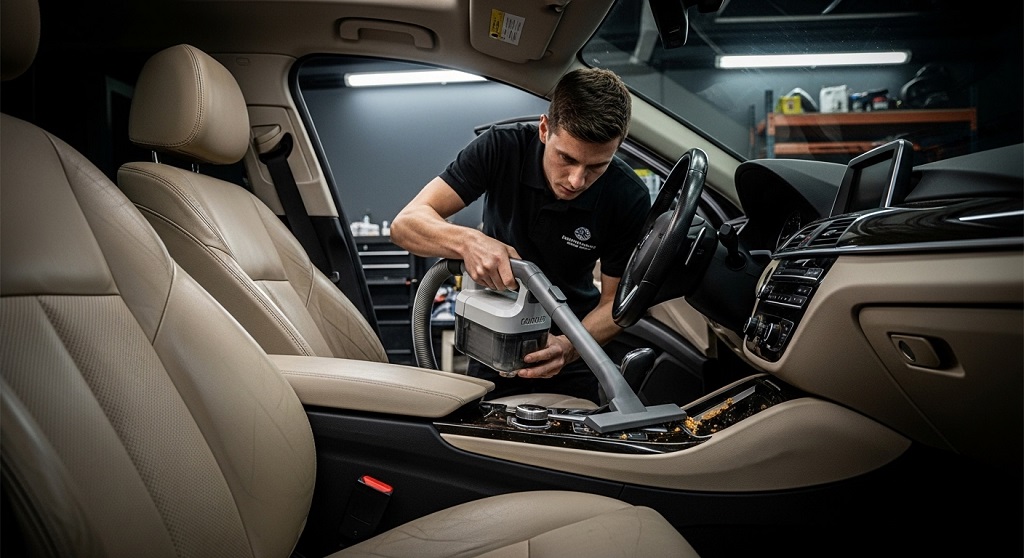 compact wet dry car vacuum with detailing attachments