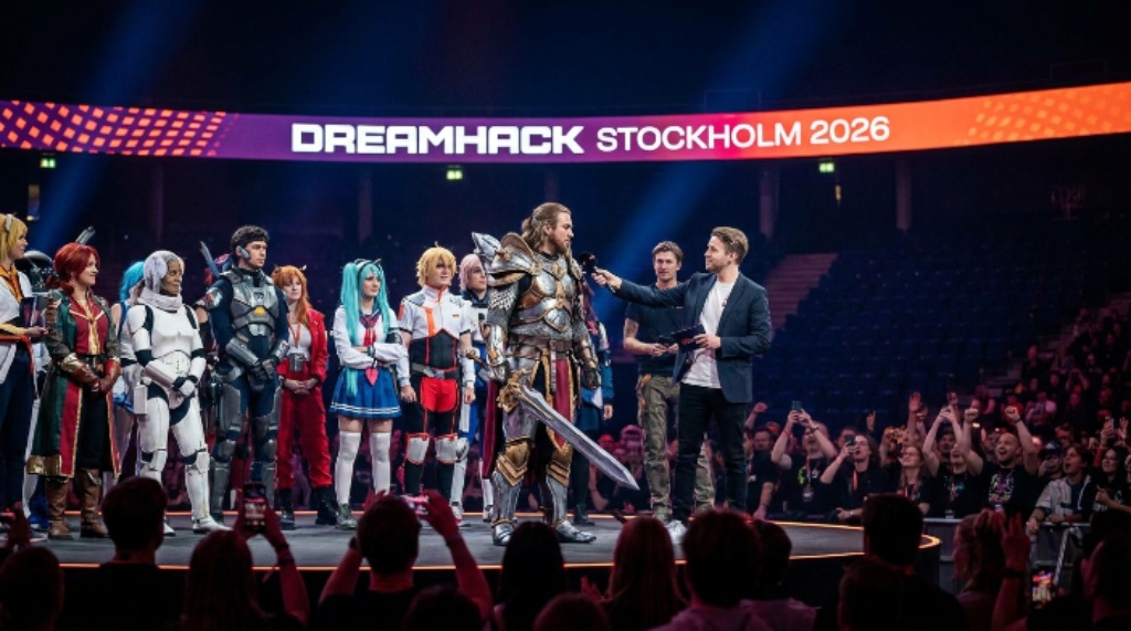 Cosplay contestants on stage at DreamHack Stockholm 2026 competition