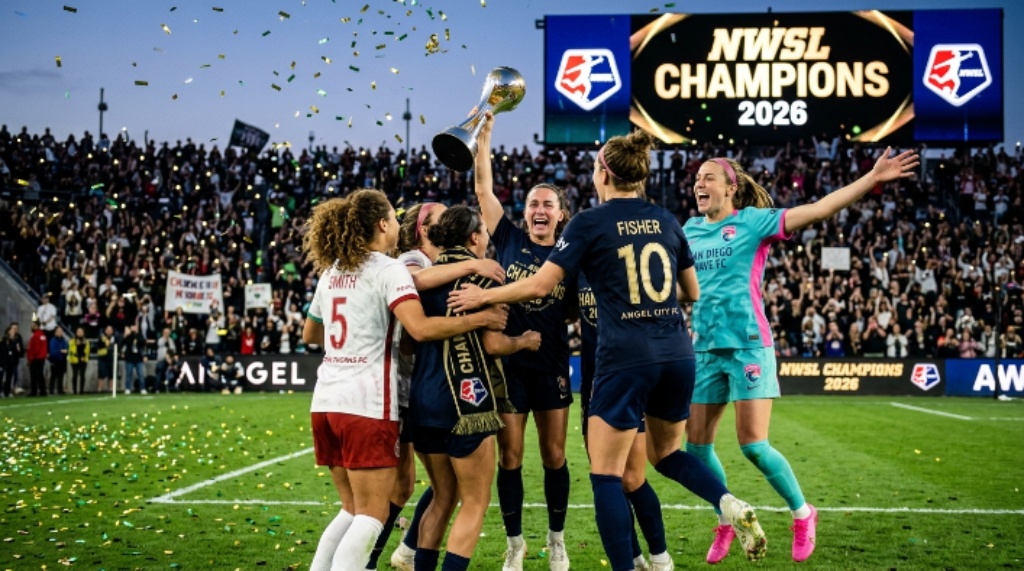 NWSL players celebrating during the 2026 championship match