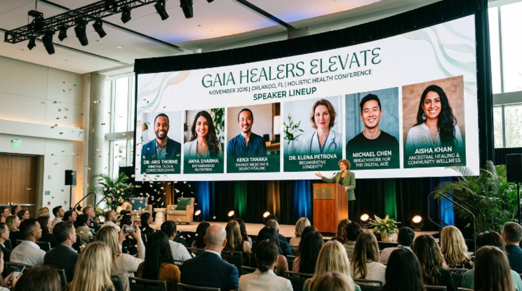 Speaker lineup at Gaia Healers Elevate conference November 2026 Orlando holistic health event